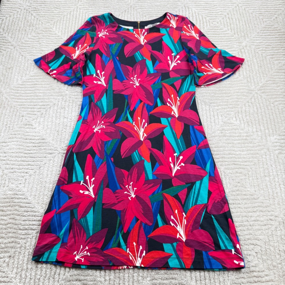 Tommy Bahama Shift Dress Womens M Flutter Tropical Coastal Botanical Dopamine